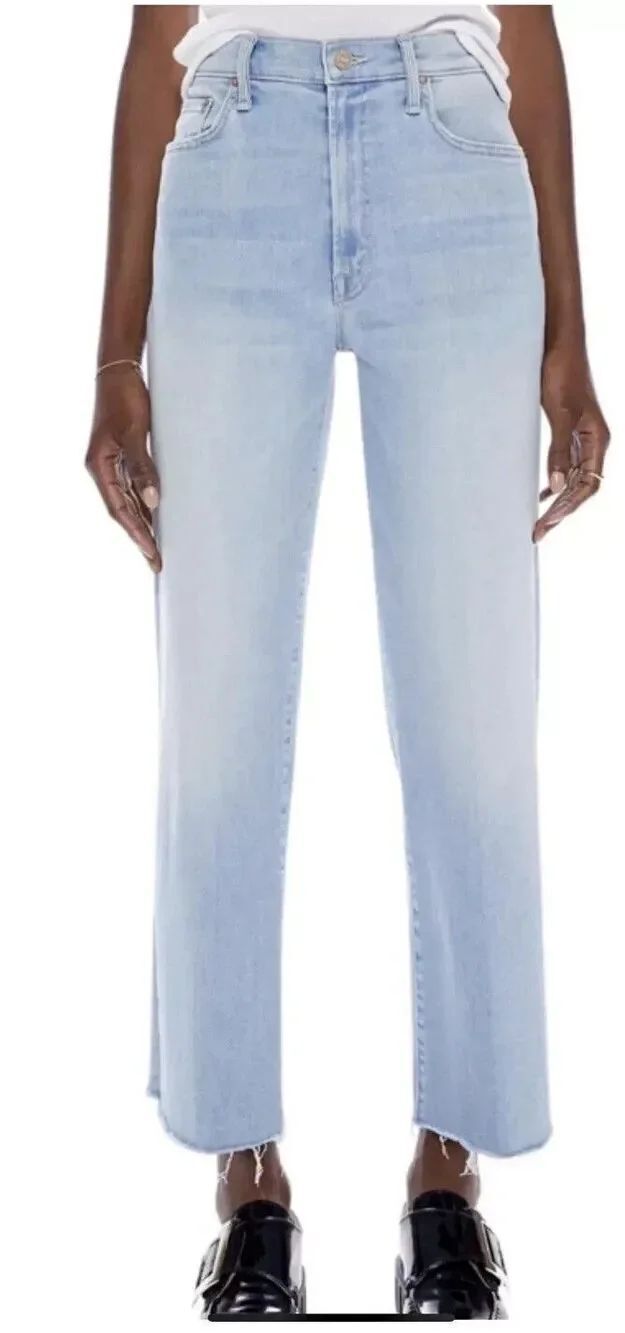 NWOT MOTHER THE RAMBLER ZIP ANKLE FRAY JEANS CHILL PILL SIZE 30